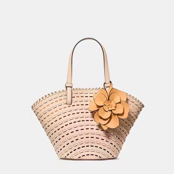 ♠️Kate Spade Dahlia Small Tote Bag with Floral Charm Crisp Peach Multi NEW NWT